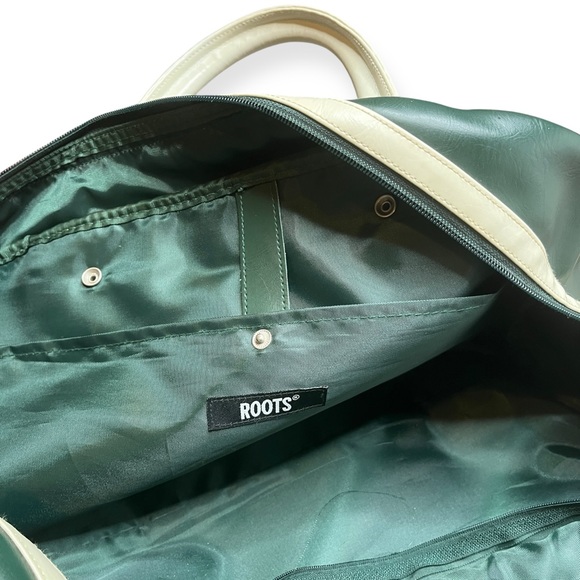 👜 Vintage Roots Canada Beaver Logo Bowling Duffle Bag - Green & Cream - Picture 11 of 16